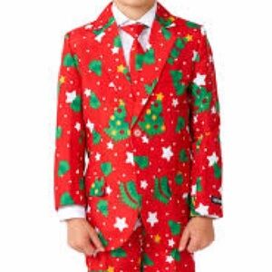 Suitmeister youth large CHRISTMAS TREES STARS RED - CHRISTMAS SUIT